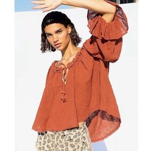 Free People Rosine blouse in color coconut shell in size S